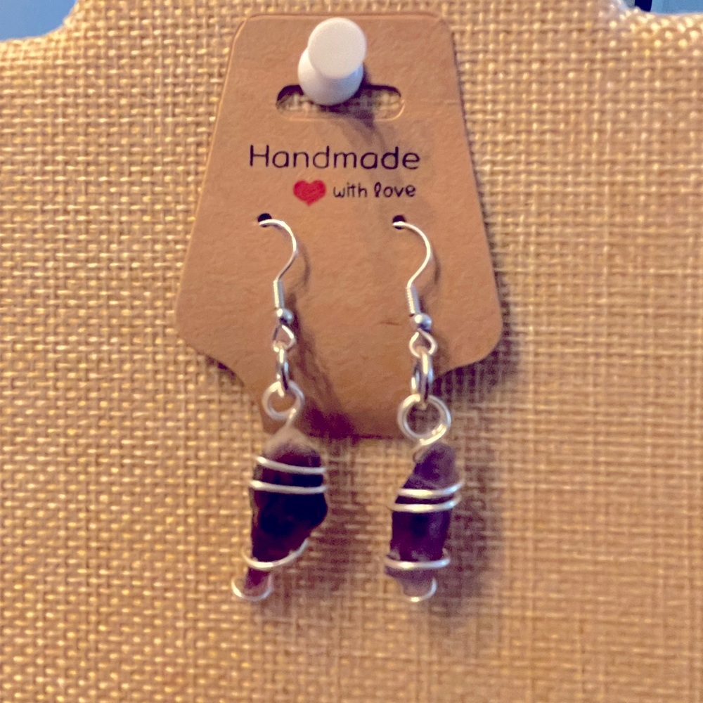 Wire wrapped amethyst earrings